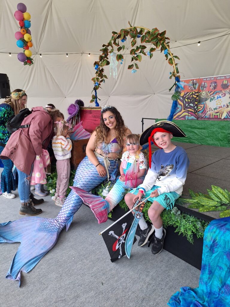 kids pirate and mermaid workshop at a festival